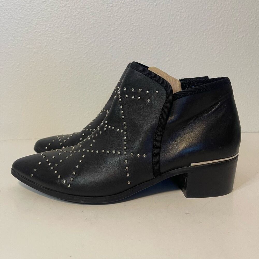 Treasure & Bond Black Leather Studded Pointed Toe Ankle Booties Size 7